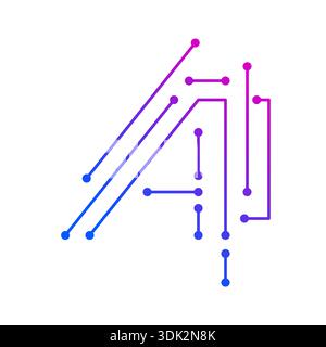 AI logo. Electronic circuit and artificial intelligence concept Stock Vector