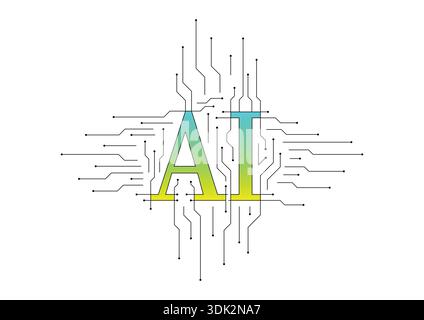 AI logo. Electronic artificial intelligence concept. artificial intelligence conce. Stock Vector