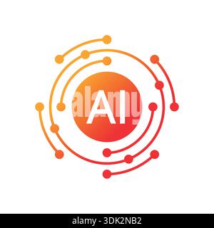 AI logo. Artificial intelligence concept in circle. AI and round electronic circuit concept. Stock Vector