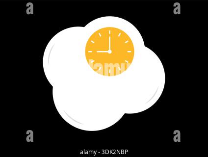 Analog clock inside a cracked egg. broken egg and clock concept Stock Vector