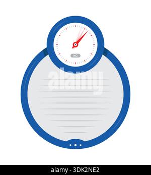 analog weighing kilogram. vector navy blue weighing scale. round scale design. Stock Vector