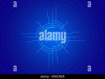 AI concept on dark blue background. round electronic designs and artificial intelligence. Stock Vector