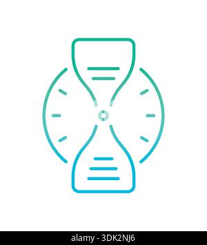 analog clock and hourglass on white background. hourglass and analog clock concept. Stock Vector