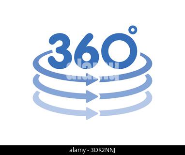 arrow sign 360 degree logo. blue 360 degrees. Stock Vector