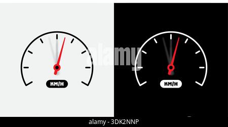 analog gauge set. black and red speedometer set. Stock Vector