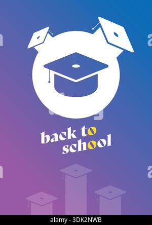 back to school and graduation cap. graduation cap concept. Stock Vector