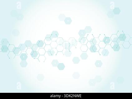background for science, chemistry, health, education. turquoise hexagons background. Stock Vector