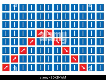arrow signs inside red boxes and dark blue boxes. Stock Vector