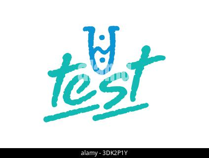 blue test tube and dark blue test word. test concept. Stock Vector