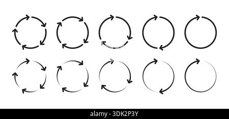 arrows rotating around circle. rotating arrow signs. ring arrow signs. Stock Vector
