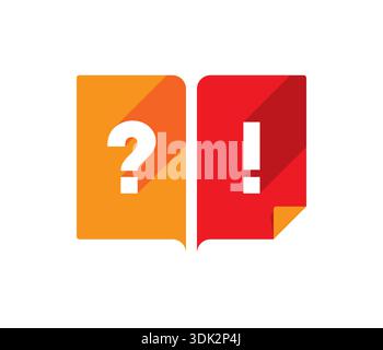 book pages, question mark and exclamation point concept. Stock Vector