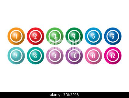 banner template with colored circles and 1-12. twelve steps round button template. Stock Vector