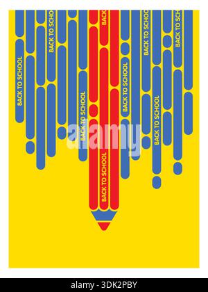 back to school concept. red pen concept on yellow page. back to school cover. Stock Vector