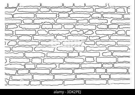 brick wall on white background. outline brick wall pattern. Stock Vector