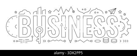 business word and business symbols. business word technical drawing. business concept vector. Stock Vector