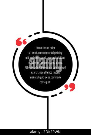 black circle and quotation mark template. quote, quotation mark template. Stock Vector