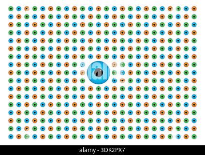 big blue eye illustration. vector green, blue and brown background. Stock Vector