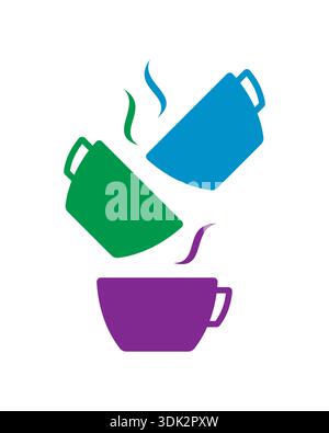 blue cup, green cup, lilac cup symbols. triple cup concept. Stock Vector