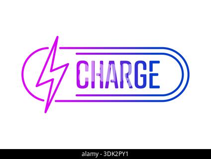 charge word and lightning symbol concept. charge logo. vector charging concept. Stock Vector