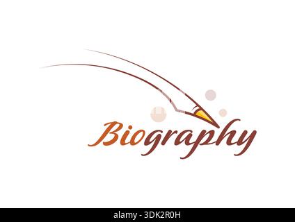 biography logo. handwriting biography concept. fountain pen and biography. Stock Vector