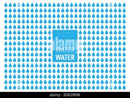blue water drops and the word water. water background Stock Vector
