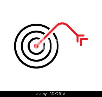 black dart and crooked arrow sign. target and darts concept Stock Vector
