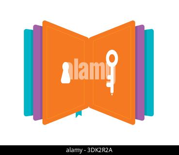 book pages, lock and key concept. Stock Vector
