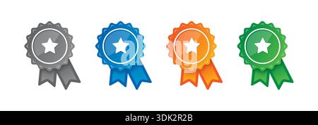 black badge, blue badge, orange badge, green badge. colorful badges on white background Stock Vector