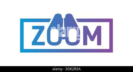 blue-purple gradient zoom logo. zoom and binoculars logo Stock Vector