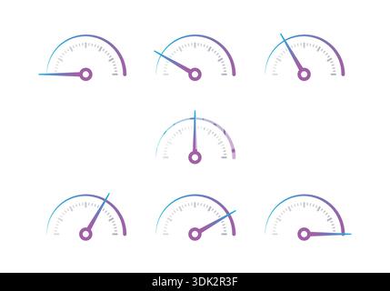 blue-purple dial set on white background. dial and indicator symbol Stock Vector