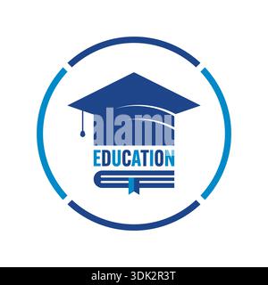 blue-navy blue school cap. book and school cap logo. graduation cap. Stock Vector