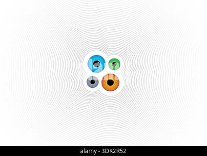 blue, green, orange and gray eye concept. colored eyes Stock Vector