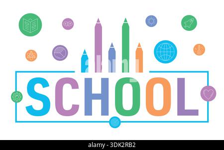 color school and color pencils Stock Vector