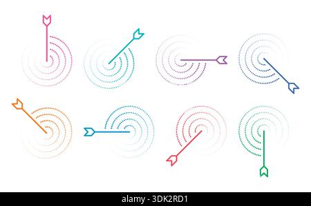 colored arrows and polka dot target boards. vector arrows and target board Stock Vector