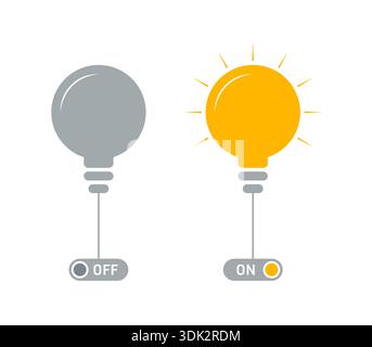 bulb and off button. bulb on button. on, off buttons and light bulb concept Stock Vector