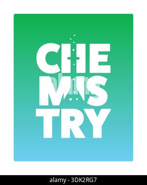 chemistry word on blue-green gradient. chemistry word and test tube concept Stock Vector