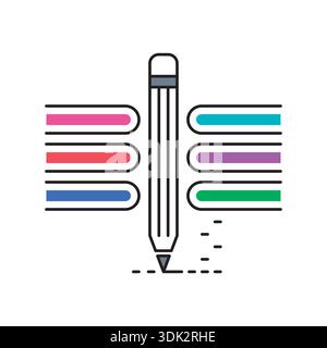 book and pen concept on white background. Stock Vector