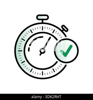 check sign and speedometer. speed dial and confirmation concept. Stock Vector