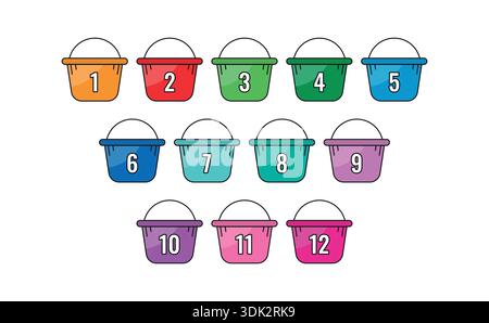 colorful ordered math numbers. vector numbers concept Stock Vector
