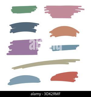 brush doodles in pastel colors. scribble brush strokes. Stock Vector