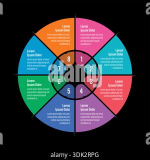 circle, wheel infographic template. eight steps information template. business infographic template Stock Vector