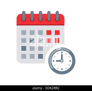 calendar leaf and clock concept. clock and calendar symbols for the world of business, science, education Stock Vector
