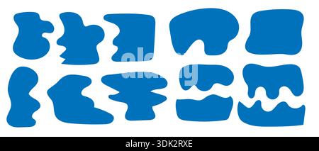 Set of simple abstract freeform shapes. Irregular blobs, fluid drops, and organic elements in minimal and cute cartoon style. Ideal for poster, UI, or Stock Vector