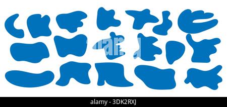 Vibrant liquid shape stickers set. Freeform, irregular organic blobs in retro and modern colors. Vector illustration perfect for frames, splash effect Stock Vector