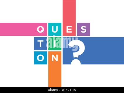 colored squares, question and question mark concept. question mark. Stock Vector