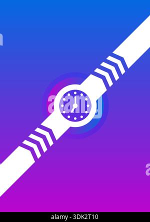 clock concept on a blue-purple gradient cover. time, clock concept. Stock Vector
