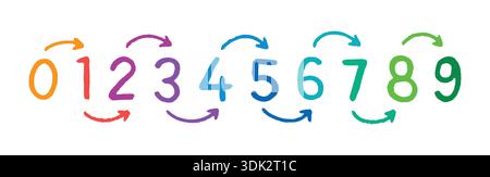 colorful ordered math numbers. vector numbers concept Stock Vector