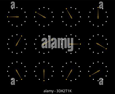 circular speedometer. speedometer on black background. twelve step speedometer Stock Vector