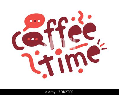 coffee time and speech bubble on white background. coffee time logo. coffee time concept Stock Vector