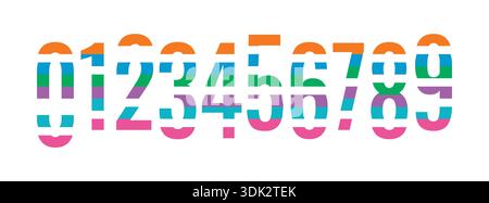 colored dashed numbers. vector colorful numbers concept Stock Vector